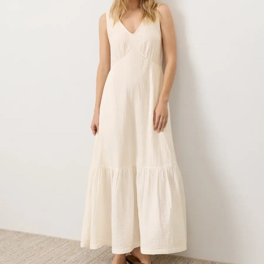 gauze beach dress V Neck Gauze Tiered Maxi Dress - Light Turquoise