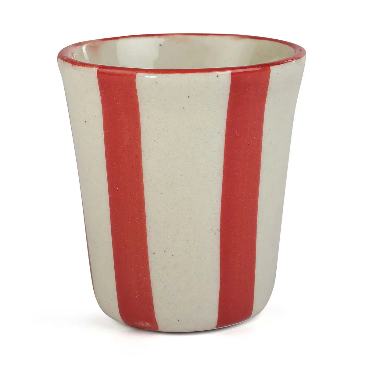 Small Ceramic Striped Cup - Red