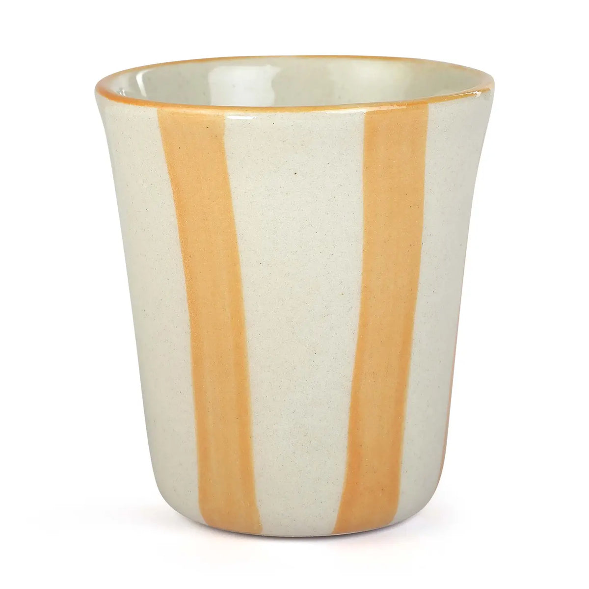 Small Ceramic Striped Cup - Yellow