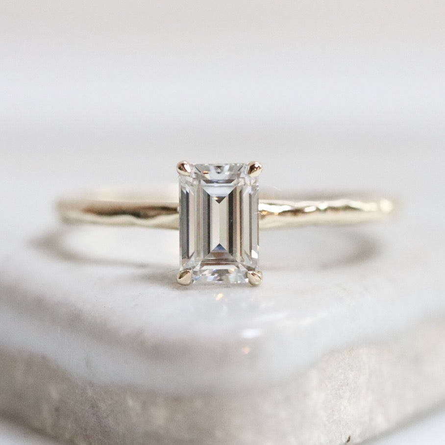 Emerald cut single stone diamond ring Clearance