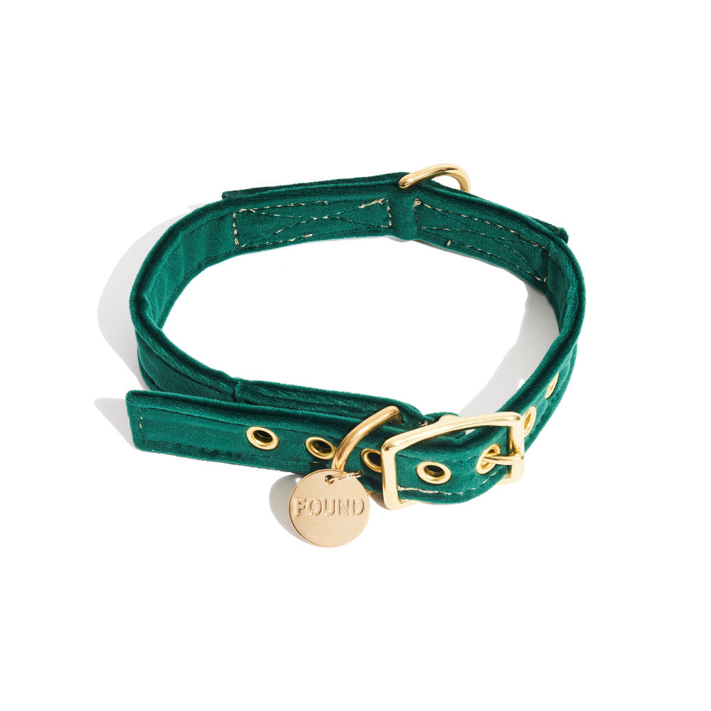 Velvet Dog Collar Emerald Manna